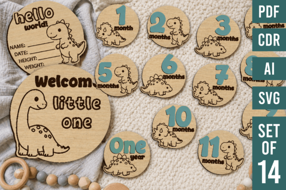 3D SVG Baby Milestone Cards: Dino Design Review