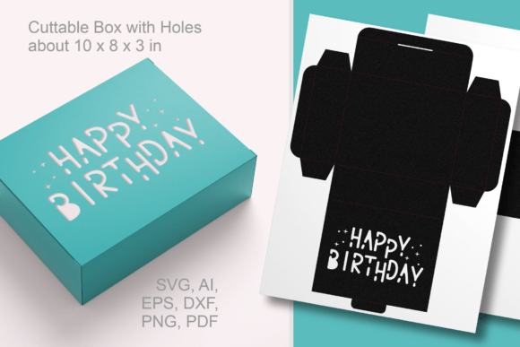 3D SVG Happy Birthday Text Cutout for Birthdays