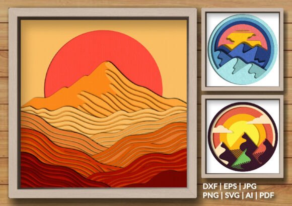Abstract Mountain Bundle Shadow Box: 3D SVG Review