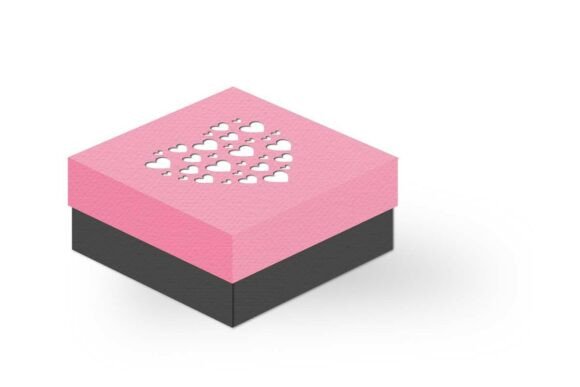 Cutout Hearts Lid Gift Favour Box SVG: 3D SVG for Gift Boxes