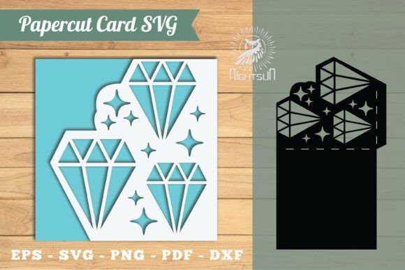 Diamond Papercut 3D SVG for Cards And Invites