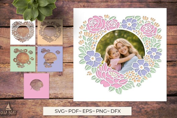 Floral Photo Frame SVG Cut File: 3D SVG for Holidays