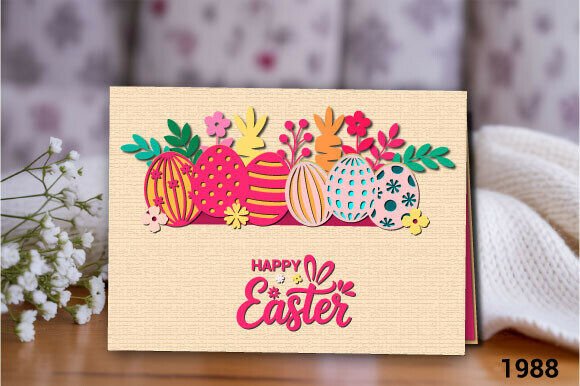 Happy Easter Egg Border Card SVG 1988: 3D SVG Review