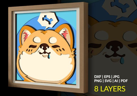 Hungry Shiba Inu 3D SVG for Shadow Boxes
