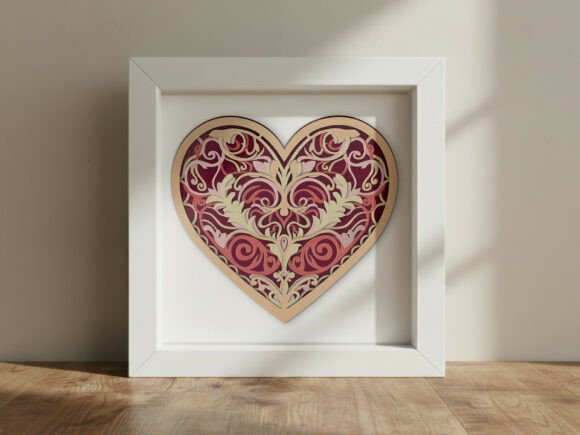 Layered Heart 3D SVG for Shadow Boxes & Web