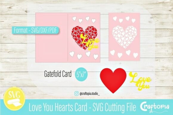 Love You Hearts Gatefold Card 3D SVG Review