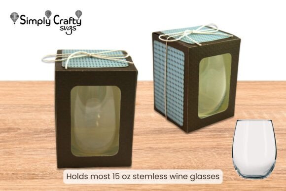 Medium Stemless Wine Glass Box 3D SVG for Gift Boxes