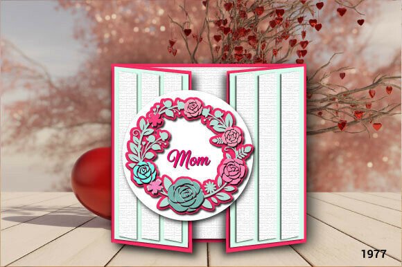 Mom Floral Wreath 3D SVG for Mother's Day Cards