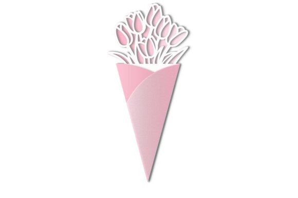 Tulips Bouquet Card 3D SVG for Greeting Cards