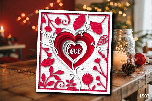 Valentine Love Heart Paper Cut Card 1907: 3D SVG Review