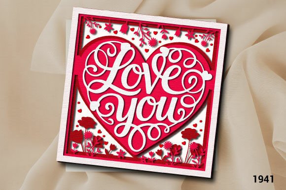 Valentine LOVE YOU Gift Card SVG 1941: 3D SVG Review